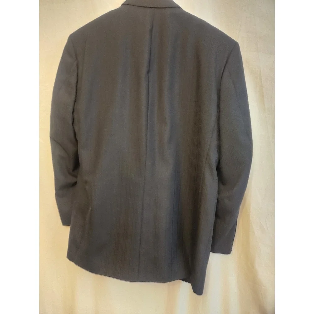 Dario Di Napoli Suit Jacket Mens 48L Gray Polyester Wool Stripe‎ Big & Tall USA